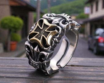 Gothic Cross Ring | Holy Symbol Adjustable Ring | Unisex Religious Jewelry