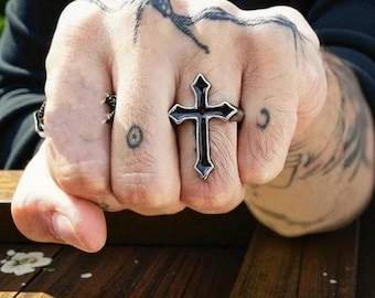Gothic Cross Ring | Holy Symbol Adjustable Ring | Unisex Christian Jewelry