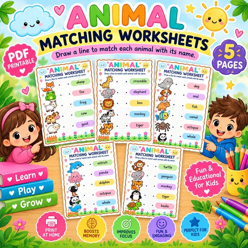 Printable Matching Worksheets, Match the Picture, Kindergarten ...