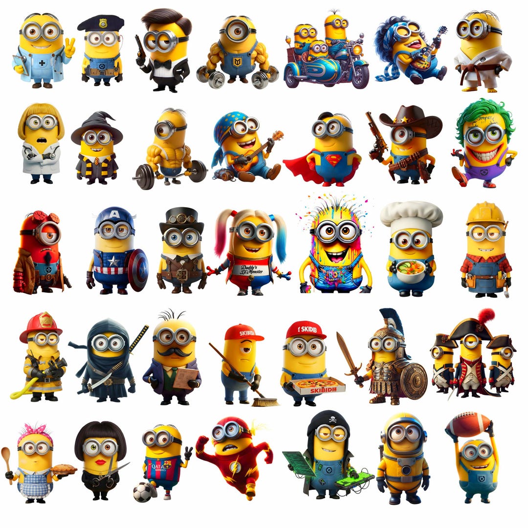 Minions PNG Clipart Bundle:75+ Adorable Transparent Files (digital ...
