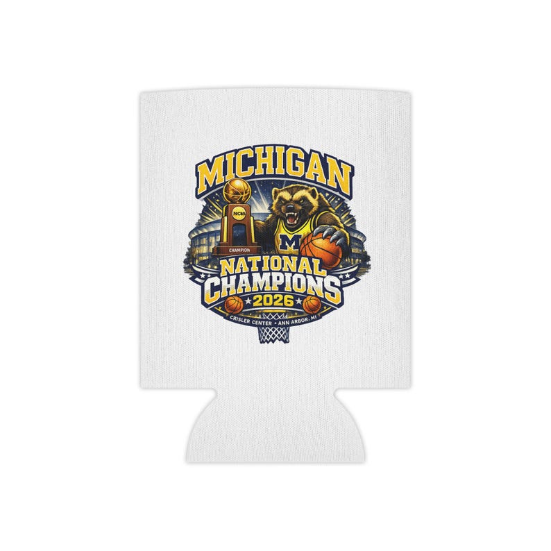 Funda para enfriador de latas de baloncesto para aficionados, campeones nacionales de Michigan 2026 imagen 5