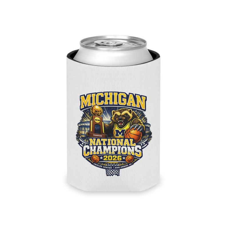 Funda para enfriador de latas de baloncesto para aficionados, campeones nacionales de Michigan 2026 imagen 6