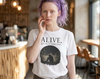 Alive But Not Existing shirt | silhouette moon night graphic tee