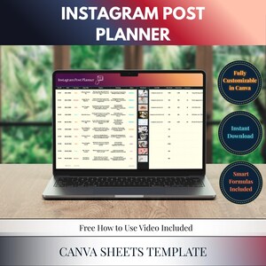 Feuille de calcul Canva pour post-planner sur Instagram | Publication sur les réseaux sociaux | Agenda numérique 2026 | Suivi des rouleaux Instagram