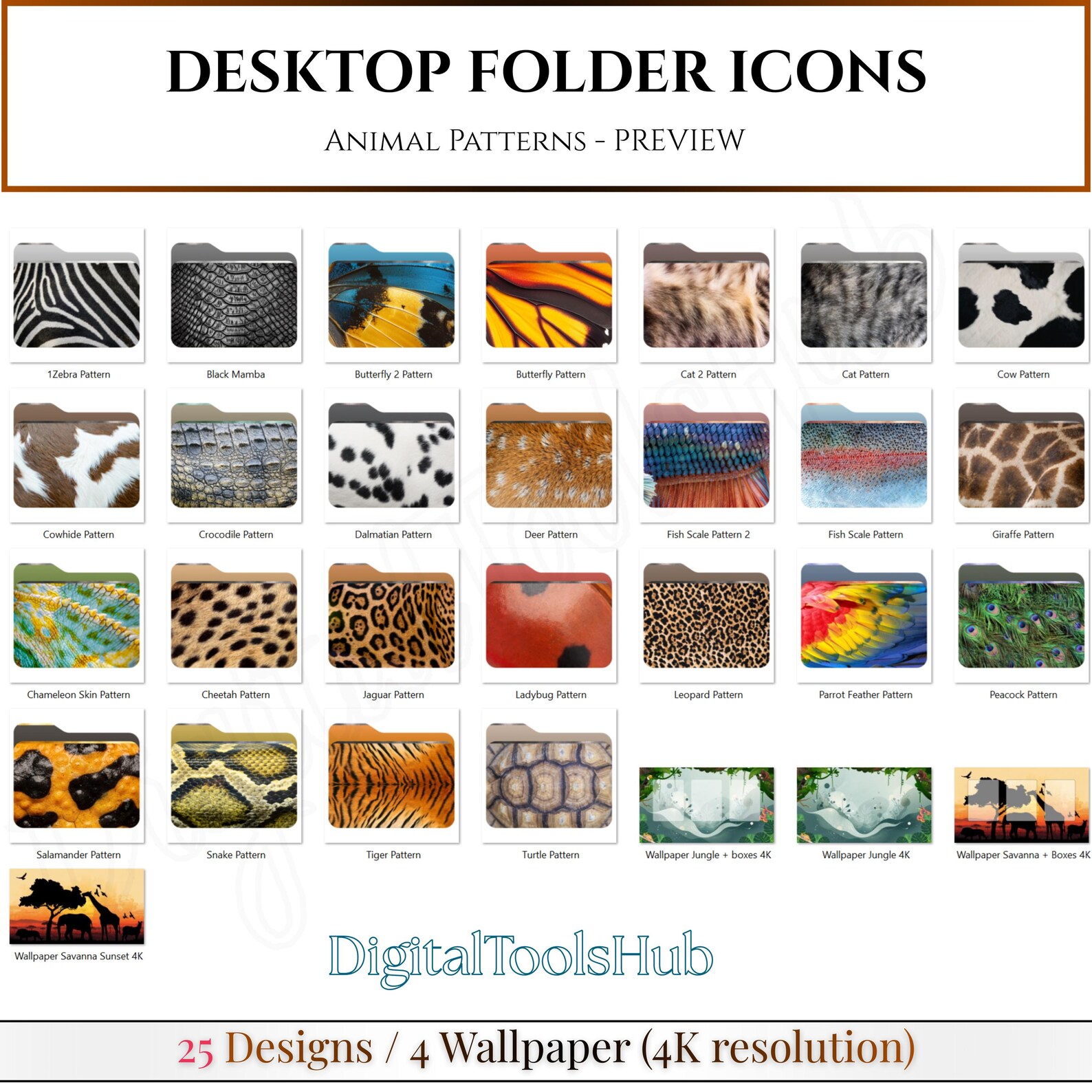 Desktop Folder Icons Pack | Animal Print Patterns | Windows/mac ...