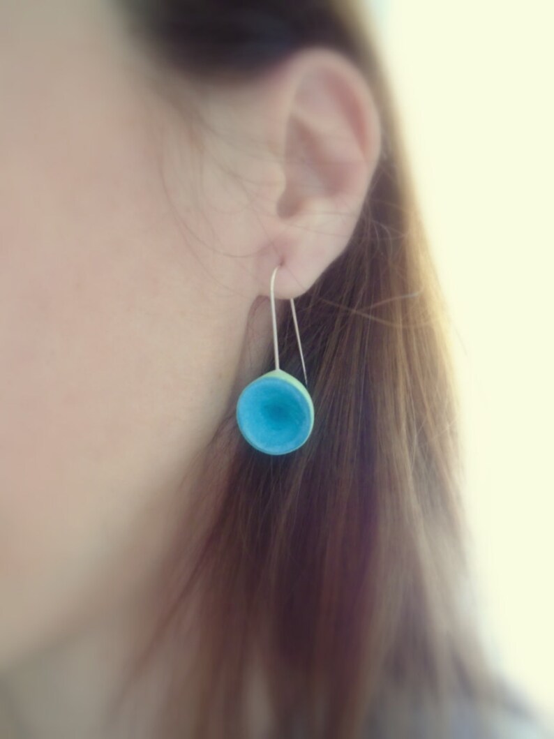 Handmade clay earrings minimal faux ceramic dome earrings Etsy