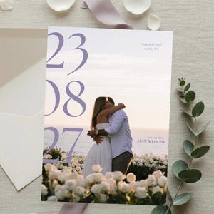 Floral Wedding Save the Date Template |  Spring Floral Modern Wedding Script Save the Date Card | Editable Instant Download.