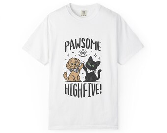 Pawsome High Five Dog & Cat T-Shirt | Comfort Colors Tee