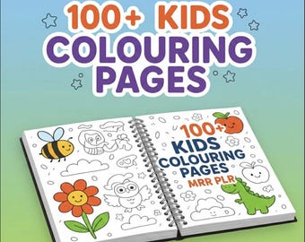 100+ Kids Colouring Pages Digital Bundle | Kids Adults | Commercial Use | PLR MRR