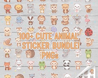 100+ Animal PNG Bundle, Kawaii Animal Clipart, Chibi Animals Sublimation Designs