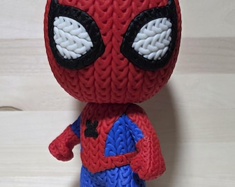 Knitted-Style Spider-Man–Inspired Character – 3D Printed Collectible – Mini (4") or Collector (8") – Swivel Head