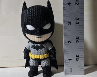 Dark Knight Figurine – Knitted Style Superhero Collectible, 3D Printed PLA (4" or 8")