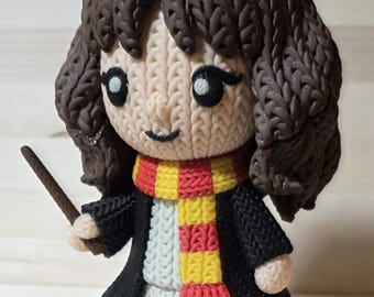 Knitted Style Hermione Figure – 3D Printed Magic Collectible (4" or 8")