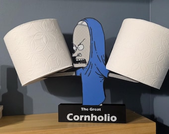 Beavis Cornholio TP Holder – Retro Cartoon Bathroom Decor, 3D Printed PLA Toilet Paper Stand