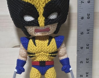 Knitted-Style Wolverine-Inspired Superhero – 3D Printed Collectible – Mini (4") or Collector (8") – Swivel Head