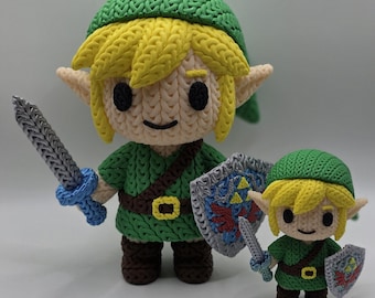 Knitted-Style Link Figure – 3D Printed Mini (4") or Collector (8") – Swivel Head