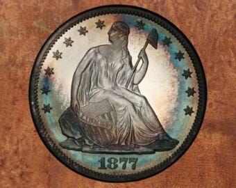 1877 Liberty Seated Half Dollar | Vintage U.S. Silver Coin | Historic American 50 Cent Piece