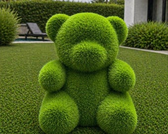 Bär aus grünem Kunstharz, moderne Dekoration für Haus und Garten