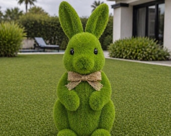 Resin topiary rabbit statue for indoor garden decoration