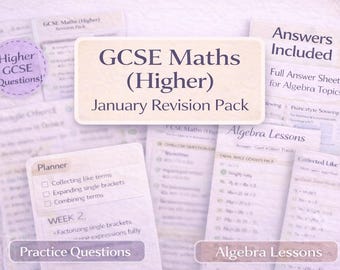 GCSE Maths Higher Revision Pack — Week 1 | Algebra Worksheets | Factorising | Practice Questions & Answers | Digital Download
