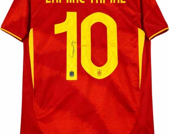 Hand Signed Autographed Soccer Red Jersey Lamine Yamal COA