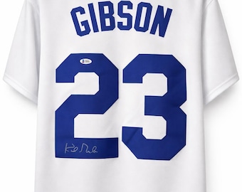Hand Signed Autographed Kirk Gibson White Jersey MLB Beckett COA