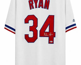 Nolan Ryan #34 White Baseball Jersey Autographed Signed Beckett COA