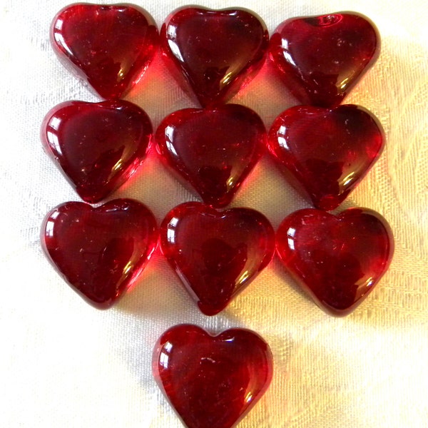 Discounted - RED HEARTS - Glass Gems/Glass Nuggets - Mosaic Supplies