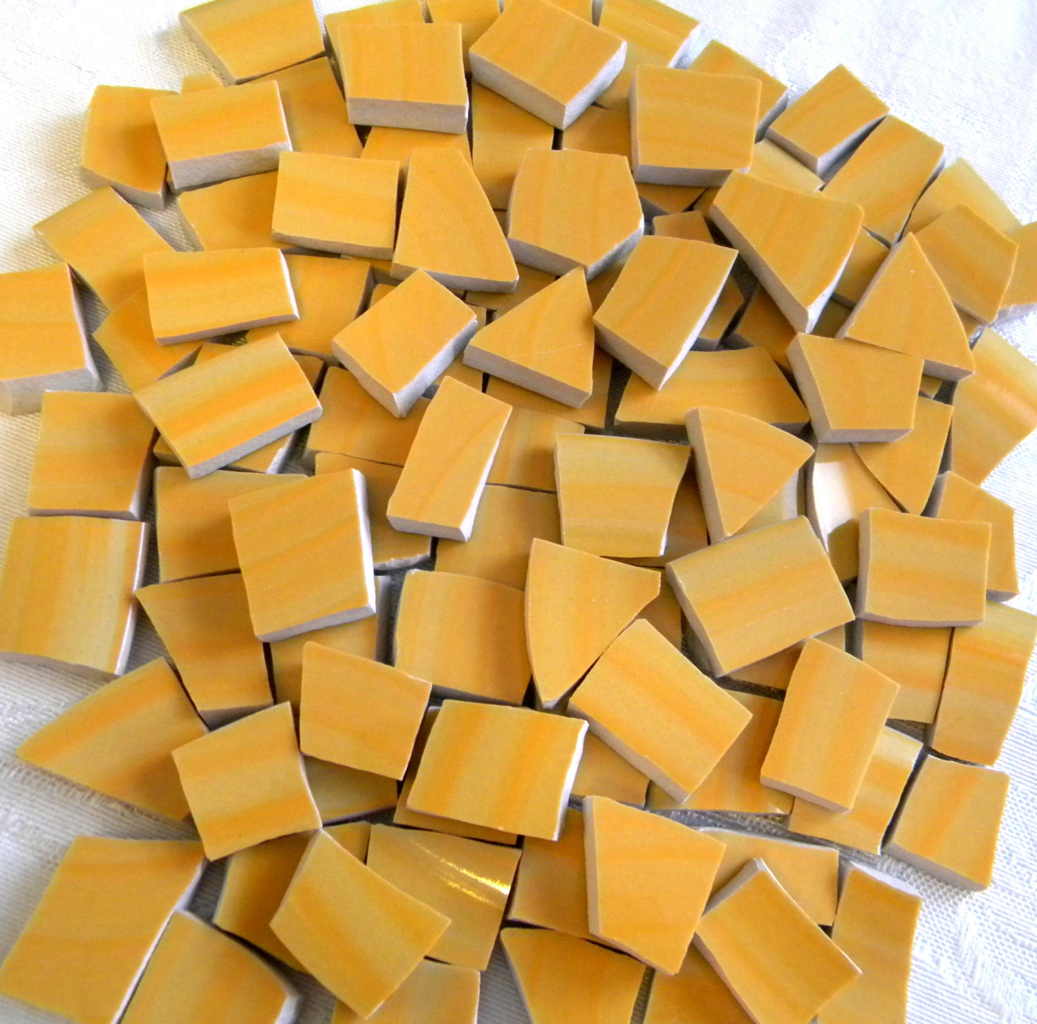 Golden Yellow Mosaic Tiles Recycled Plates 100 50