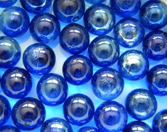 SALE - 50 BLUE Dyed Glass Pearls for Crafts - Mosaic Supplies/Floral/Wedding/Candle Displays