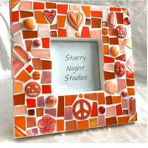Shades of ORANGE Mosaic Frame - Stained Glass