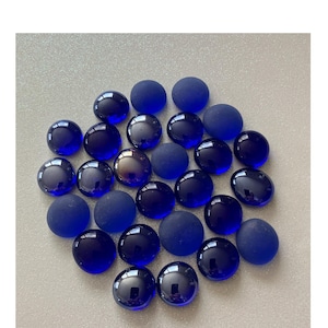 25 Mixed COBALT BLUE Glass Gems - Mosaic Supplies - Half Marbles/Cabochons/Glass Nuggets