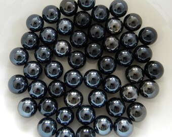 SALE - 50 Round Black Glass Pearls for Crafts - Mosaic Supplies/Floral/Candle Displays