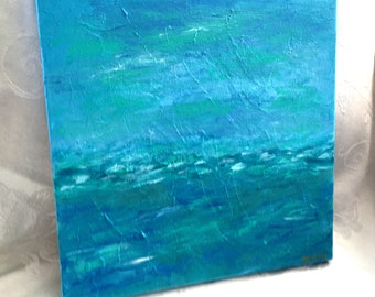 Original Acrylic Abstract Painting - SEASCAPE - 12 x 12