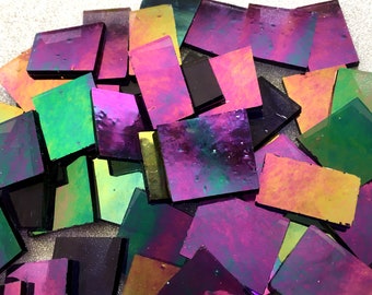 GRAPE PURPLE Iridescent - Semi-Transparent Stained Glass - 50 Pieces
