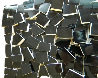 Mosaic Tiles - Solid BLACK - Recycled Plates - 50 Tiles