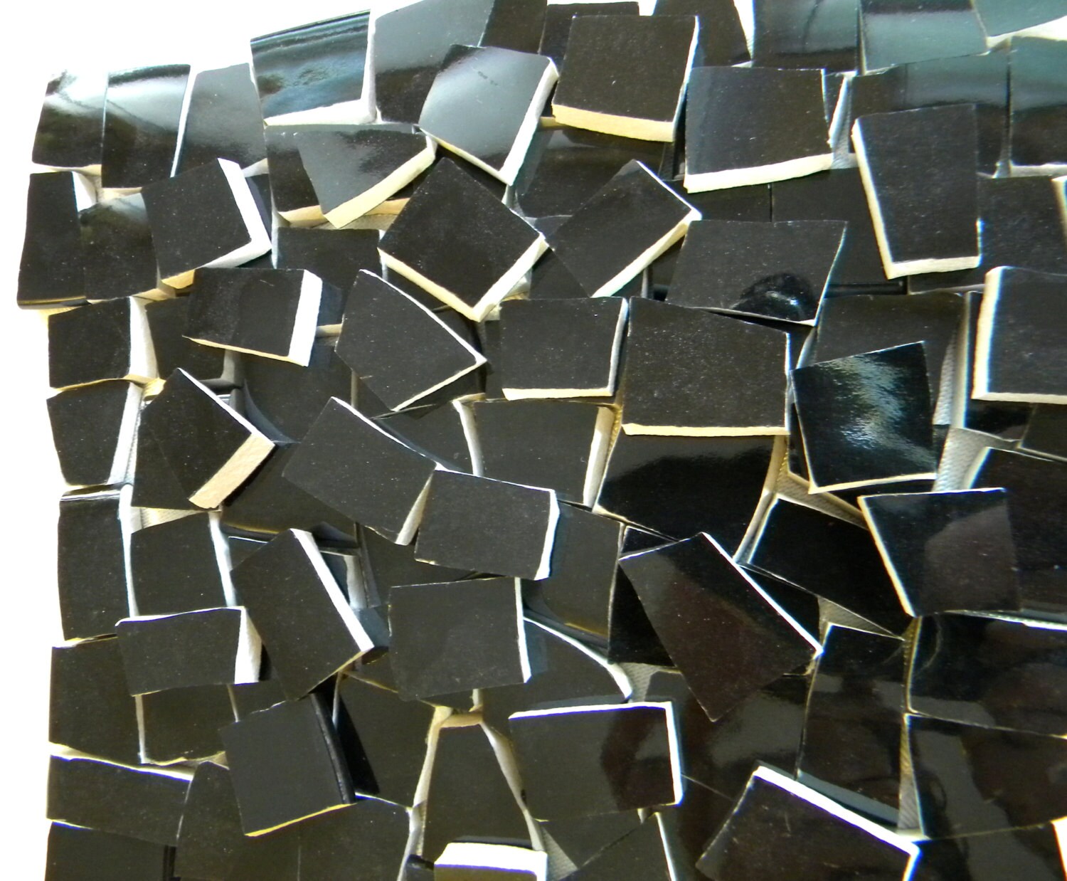 Mosaic Tiles - Solid BLACK - Recycled Plates - 50 Tiles