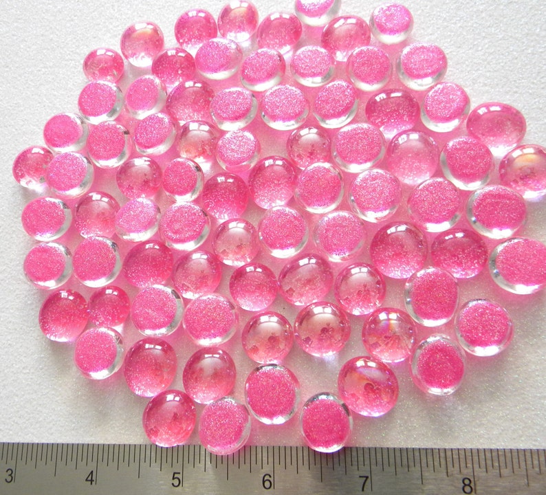25 MINI Glass Gems Hot PINK Glitter Hand Painted Tiny Etsy