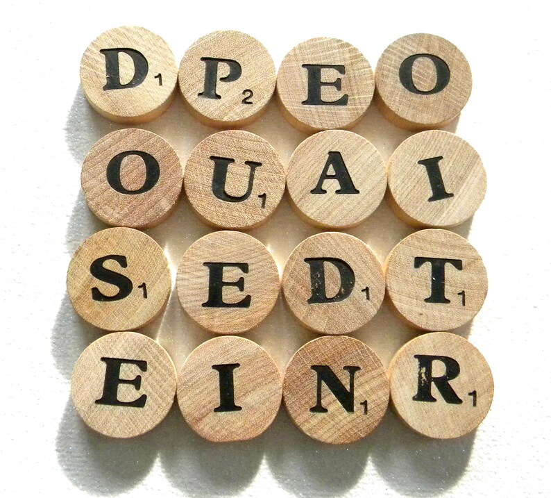 16 Round Wood Letter Tiles For Jewelry Altered Art Collage