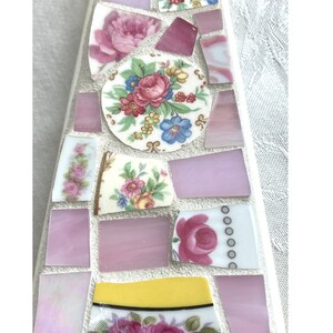 Large FLORAL China MOSAIC CROSS Broken China/Stained Glass Art Piece image 6