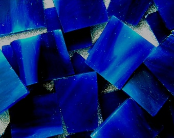 MIDNIGHT BLUE Streaky Stained Glass - 50 Pieces