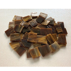 Dark AMBER BROWN Streaky Stained Glass - 50 Pieces