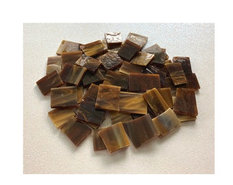 Dark AMBER BROWN Streaky Stained Glass - 50 Pieces