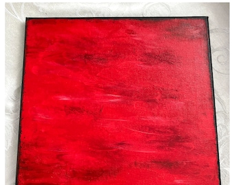 Original Acrylic Abstract Painting - RED and BLACK - 12 x 12