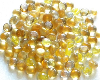 100 MINI Glass Gems - GOLD Mix - Mosaic Supplies Floral/Candle Displays - Flat Half Marbles/Cabochons/Glass Nuggets