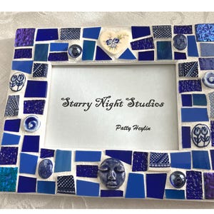 Shades of BLUE Abstract Mosaic Frame - Stained Glass