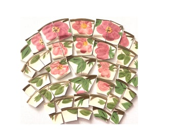 MODERN Franciscan Desert Rose MOSAIC Tiles Broken China - Cottage Chic - 45 Plus Tiles