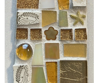 ACEO Mosaic Art Piece - GOLD and WHITE