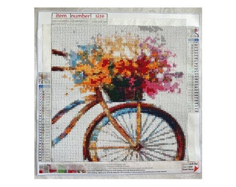 BICYCLE & WILDFLOWERS - Diamond Art - Finished - Unframed