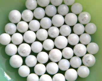 50 White Glass Pearls for Crafts - Mosaic Supplies/Floral/Wedding/Candle Displays